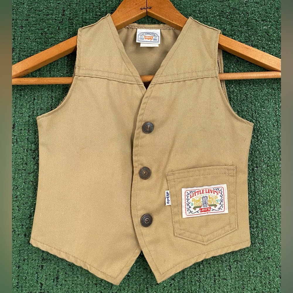 VTG 70’s Little Levi’s 2 Horse Khaki Snap Vest Baby Boys 9 -12 Months USA Made